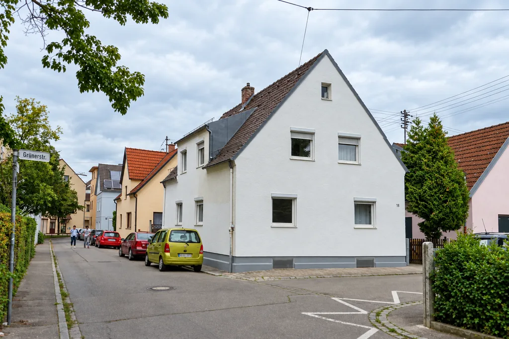 Außenansicht des Monteurhauses in der Grünerstraße in Augsburg
